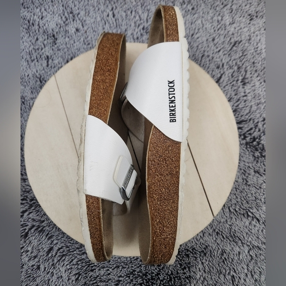 Birkenstock Women's Madrid Sandal Size 10 Slide White Strap Buckle Birko-Flor - Picture 5 of 9